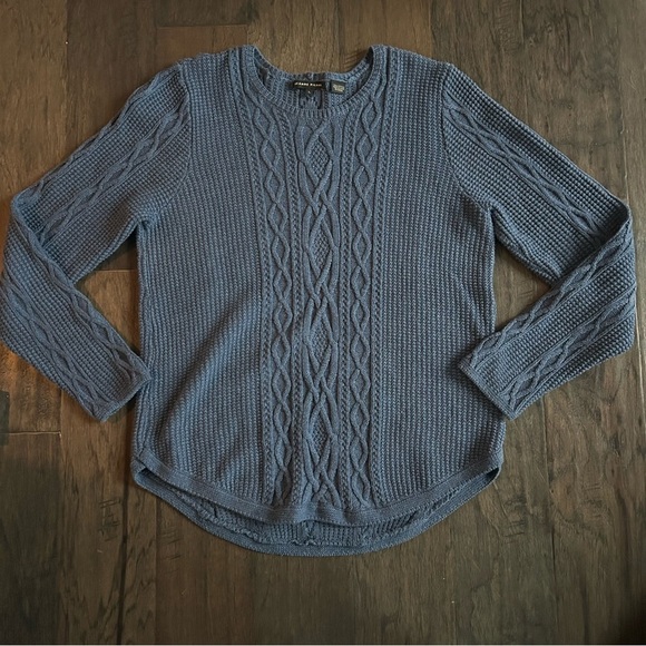American Vintage Sweaters - Vintage Preppy Navy Cable Knit Scoop Neck Sweater Jeanne Pierre L